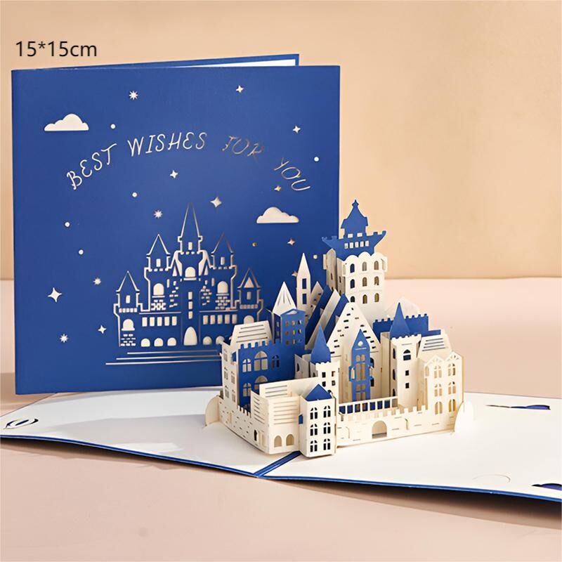 D Castle Pop Up Card Magnificent Design Best Wishes For You Gift