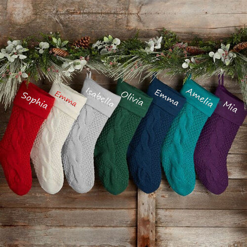 Personalized Simple Knitted Custom Name Christmas Stockings