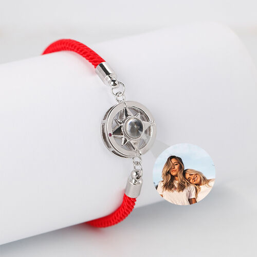 Personalized Anise Star Photo Projection Red Braided Bracelet