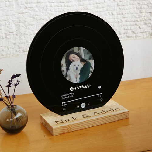 Custom Black Acrylic Disc Shape Lettering Photo Frame for Pet