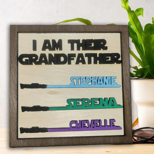Personalized Name Puzzle Frame with Lightsaber Sign for Father's Day Gift