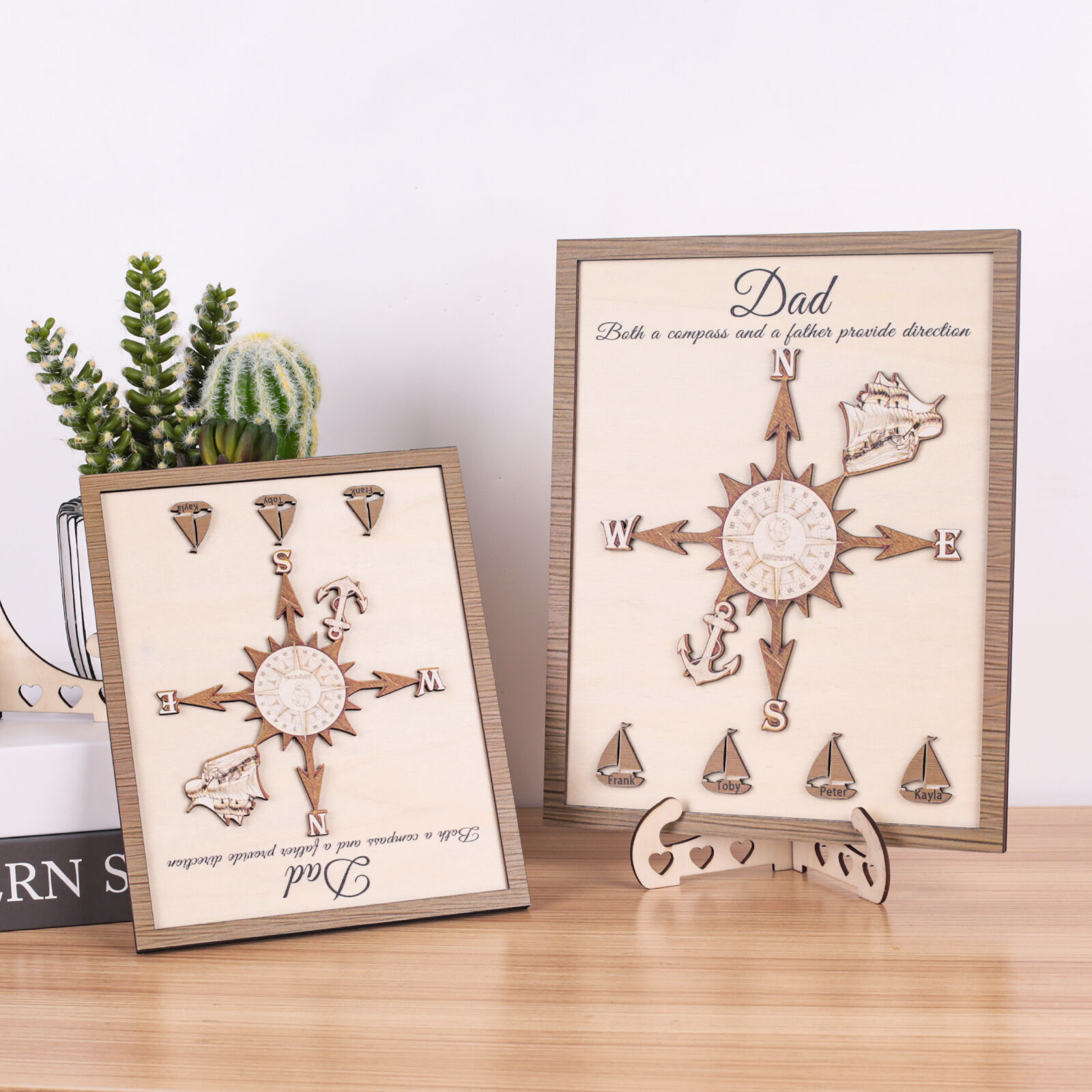 Personalized Name Frame with Compass Pattern Cool Gift for Father's Day