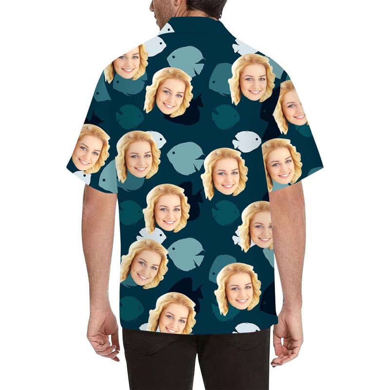 Custom Face Turbot Men's All Over Print Hawaiian Shirt