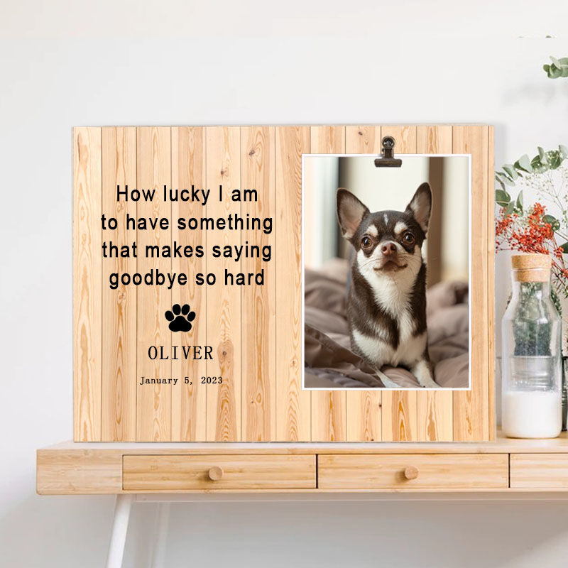 Personalized Pet Memorial Picture Frame for Pet Lover “How Lucky I Am”