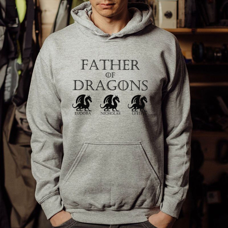 Felpa con cappuccio personalizzata con motivo a drago e nome personalizzato Regalo perfetto per la festa del papà