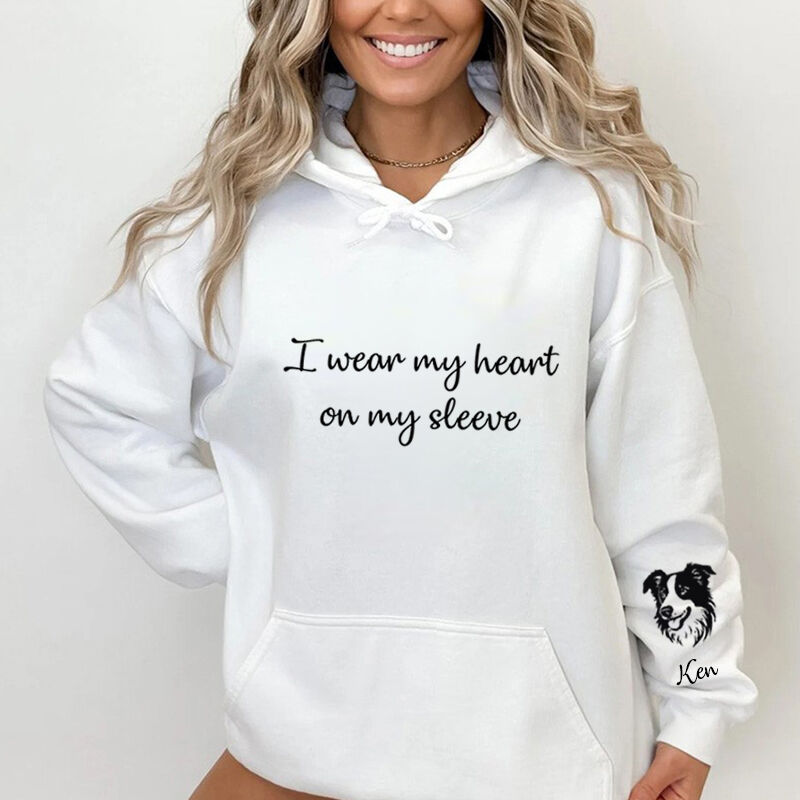 Personalized Hoodie with Custom Pet Picture and Name On The Sleeve Unique Gift for Pet Loving Mom