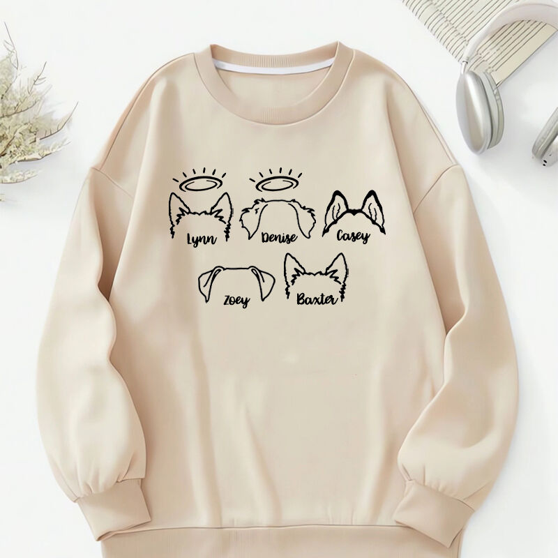 Sweatshirt personnalisé brodé d'un contour d'oreille de chiot Cadeau adorable pour l'amoureux de son animal de compagnie
