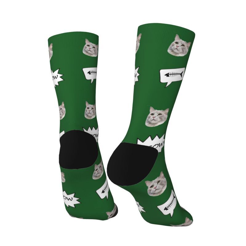 Personalized Face Socks with Cat Photo Added as a Gift for Pet Lovers