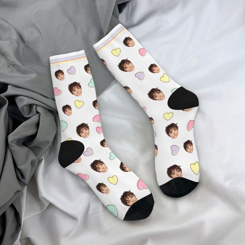 Chaussettes à visages personnalisables avec photo imprimée en forme de coeur coloré
