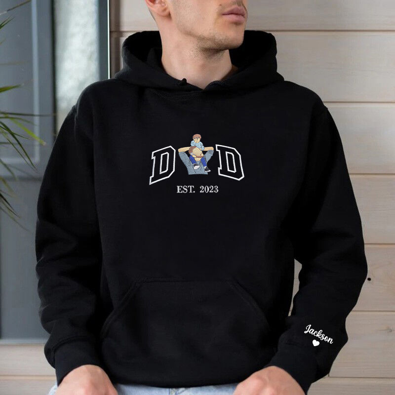 Personalized Hoodie Embroidered Dad with Custom Photo Design Unique Gift for Father's Day