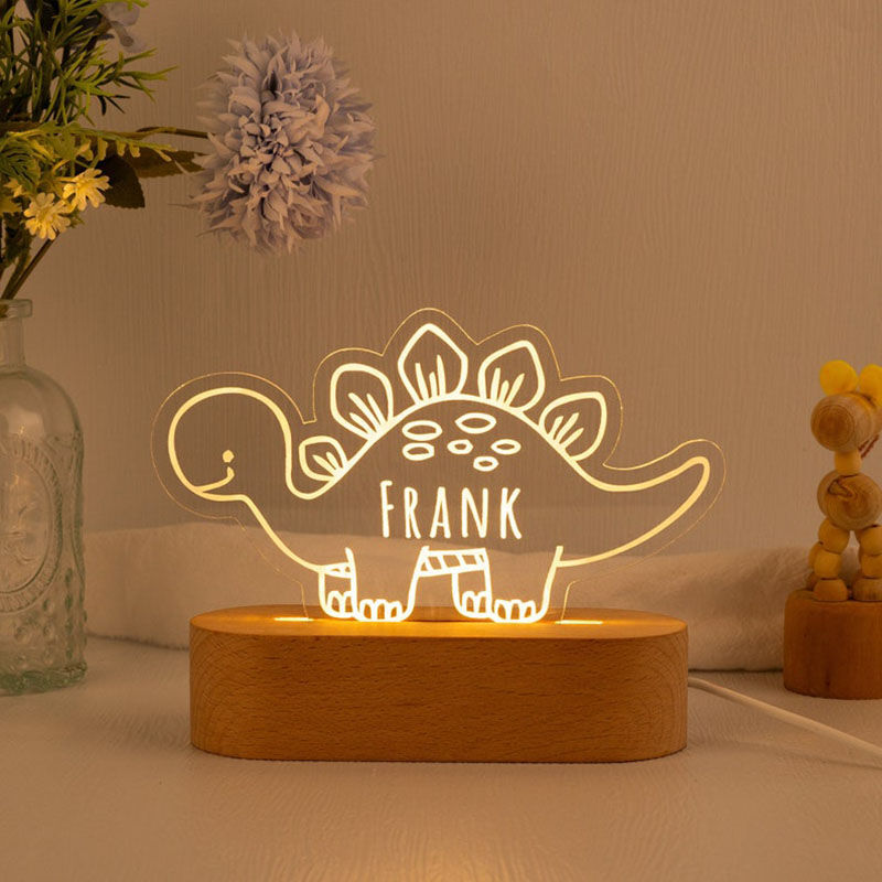 Personalized Name Night Light with Dinosaur Pattern Cute Gift for Kids