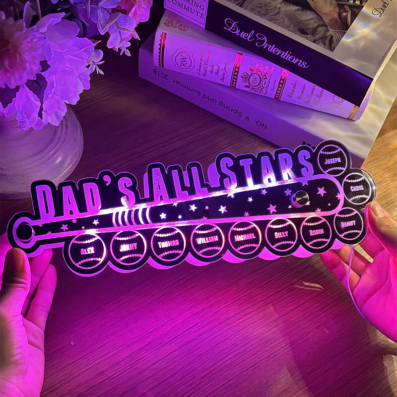 Personalized Baseball Mirror Light Cool Christmas Gift For Dad