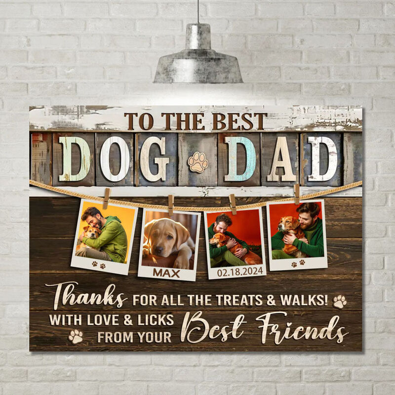 Personalized Picture Canvas Wall Art Creative Gift for Dog Dad