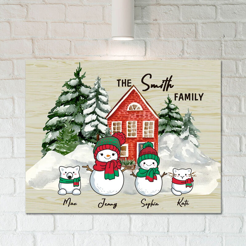 Personalized Name Canvas Wall Art with Tree Pattern Perfect Christmas Present
