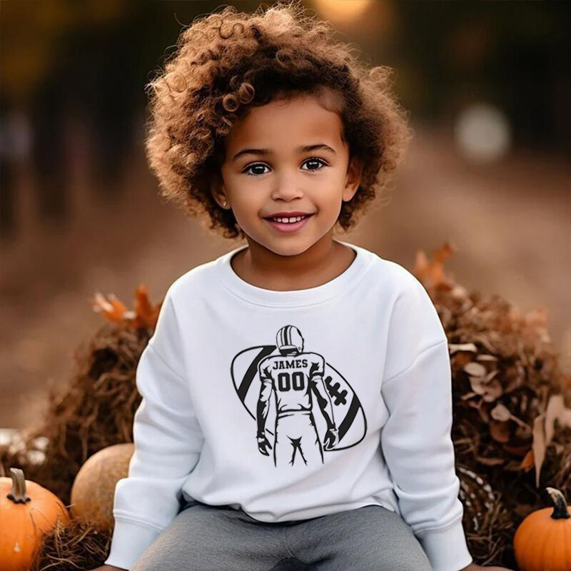 Sudadera infantil personalizada con foto personalizada y gráfico de jugador de rugby, regalos para niños