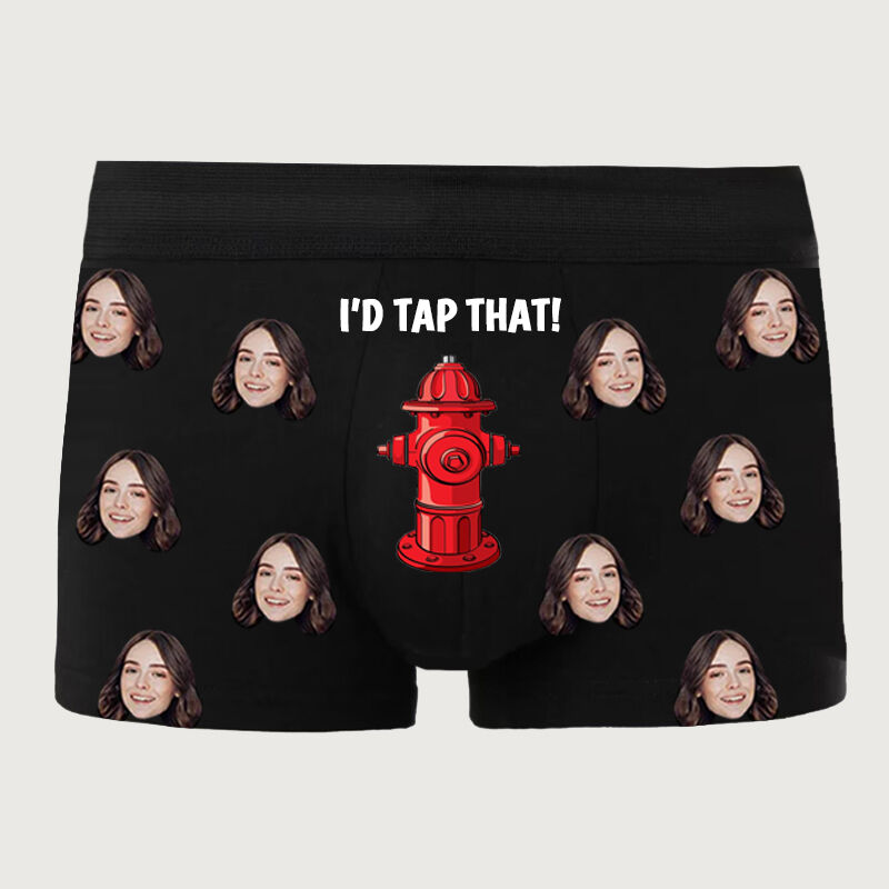 Boxer personnalisé avec photo pour homme, motif bouche d'incendie, cadeau élégant pour la Saint-Valentin