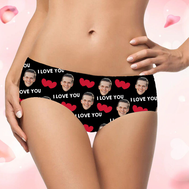 Personalized Photo Women's Underwear with Red Heart Pattern Wonderful Gift for Her