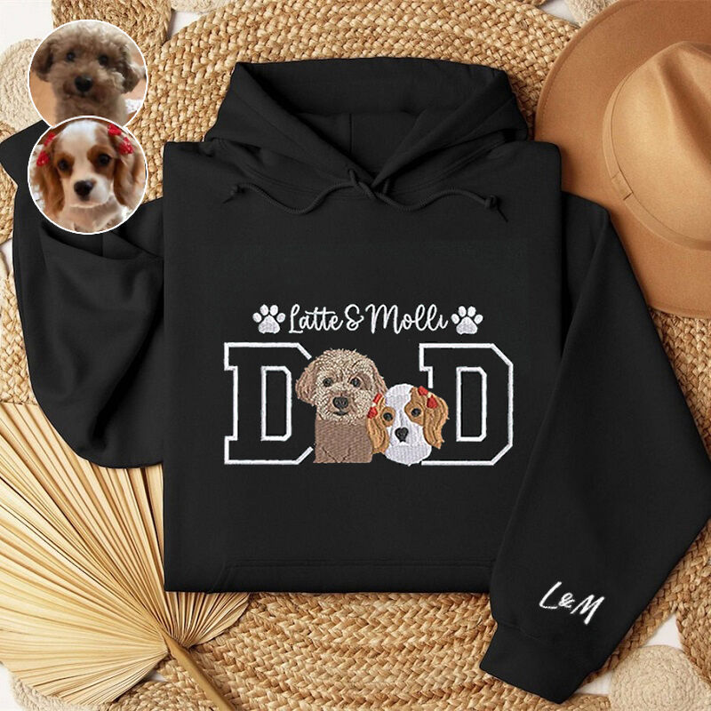 Personalized Hoodie Embroidered Custom Pet Head Photos Dad Design Adorable Gift for Father's Day