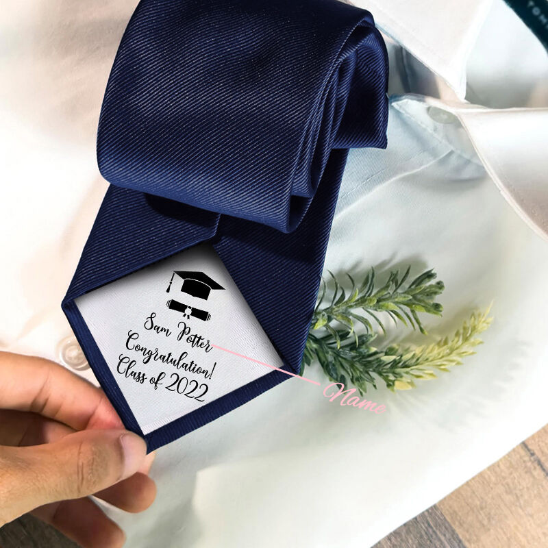 Custom Name Tie with Custom Date Best Gift for Graduation