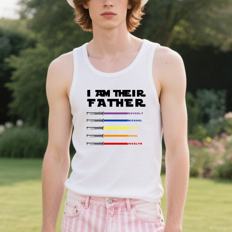 Personalized Tank Top I Am Their Father Custom Lightsaber Design Creative Gift for Dear Dad