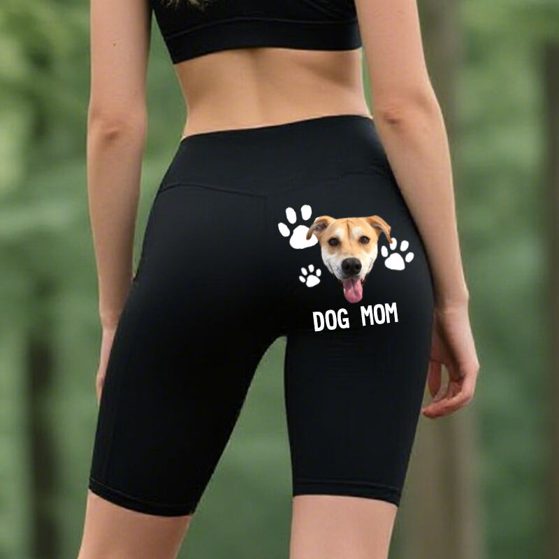 Personalized Biker Biker Leggings Custom Pet Head Photo Paw Prints Design Perfect Gift for Her Pet Lovers