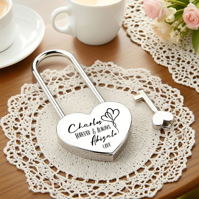 Personalized Heart Lock Love Padlock Forever and Always Love Custom Names Perfect Gift for Couples