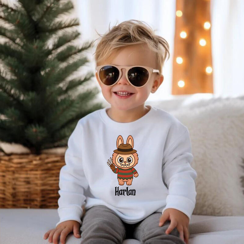 Personalized Kids Sweatshirt Spooky Labubu Cute Pattern Design Attractive Halloween Gift for Child