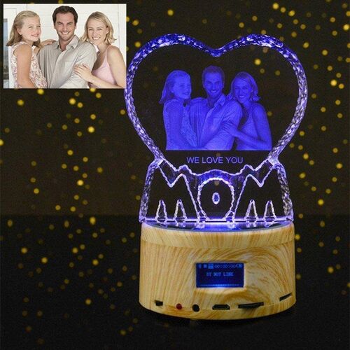 Lampada Personalizzato in Cristallo con Foto Altoparlante Bluetooth  - MAMMA