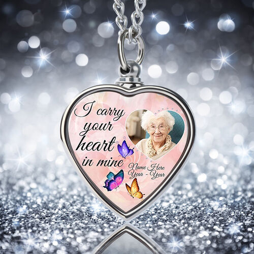 I Carry Your Heart in Mine Custom Picture Memorial Urn Necklace