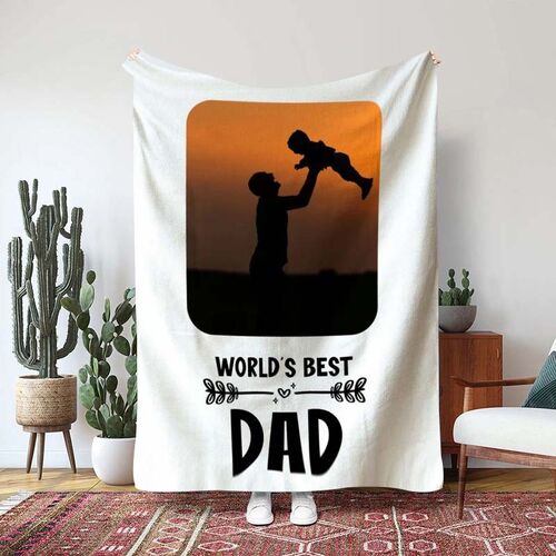 "World's Best Dad"Personalized Photo Blanket for Father