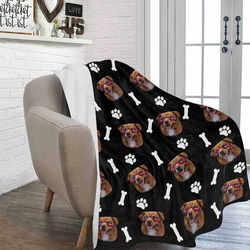 Custom Dog Blankets Personalized Pet Blankets Face Photo Blanket