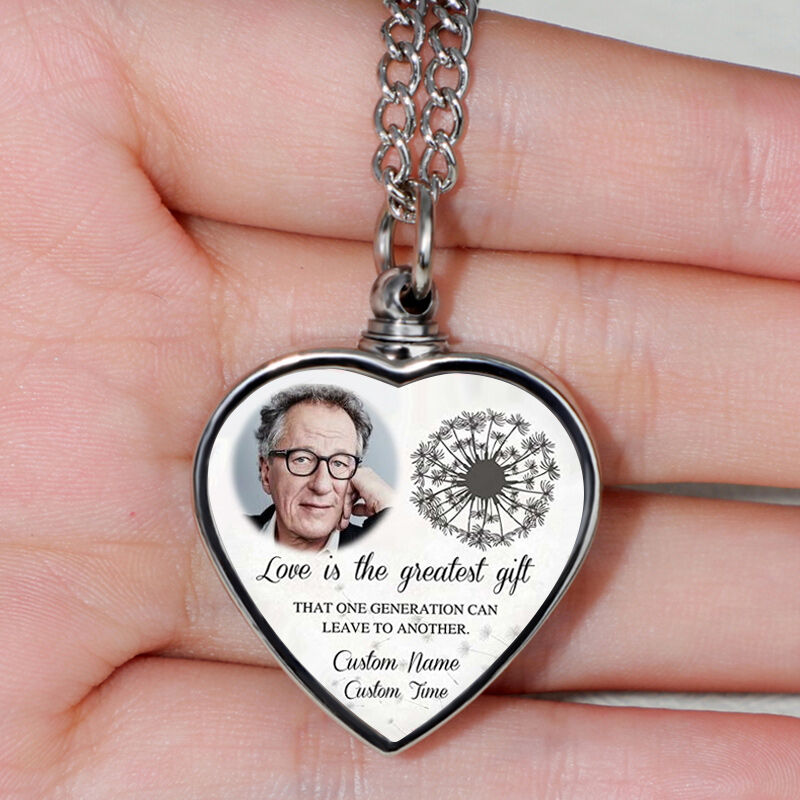 Love Is The Greatest Gift Custom Picture Memorial Urn Necklace