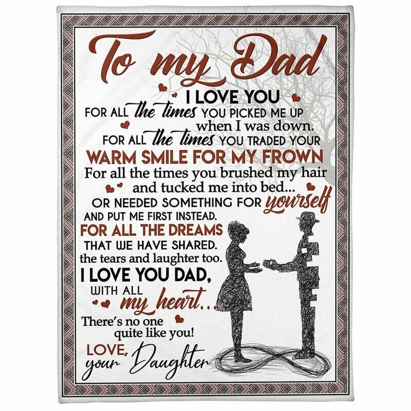 "I Love You" Personalized Love Letter Blanket Gift to Dad from Daughter
