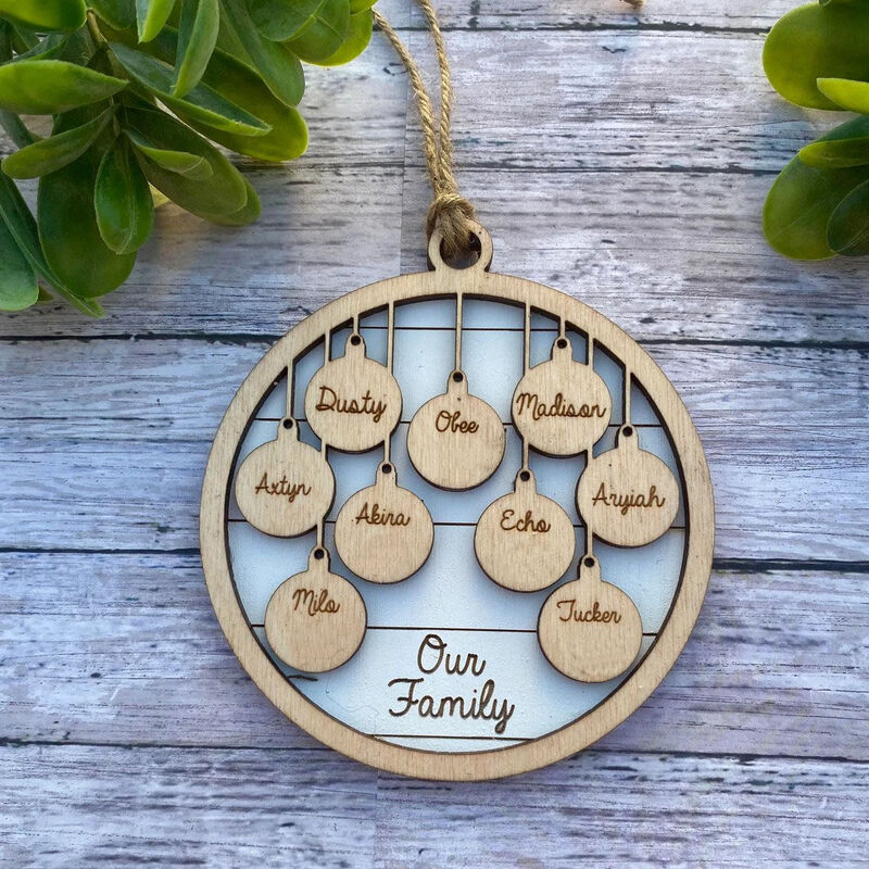Personalized Custom Family Name Wooden Christmas Tree Decoration for Family