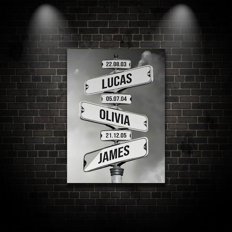 Personalized Name Frame with Custom Date Street Signs Pattern Best Gift for Family
