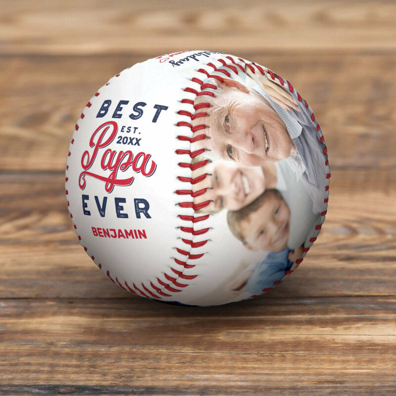 Personalisierbarer Baseball mit Fotos und Jahr Geburtstagsgeschenk für Papa