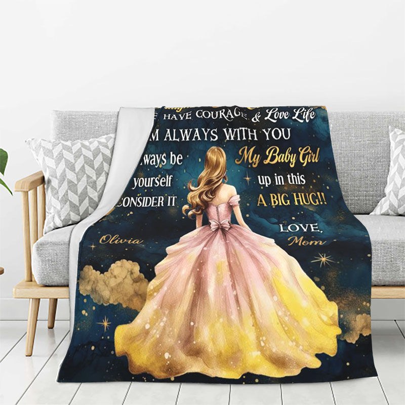 Personalized Name Love Letter Blanket Best Gift for Daughter "Be Brave"