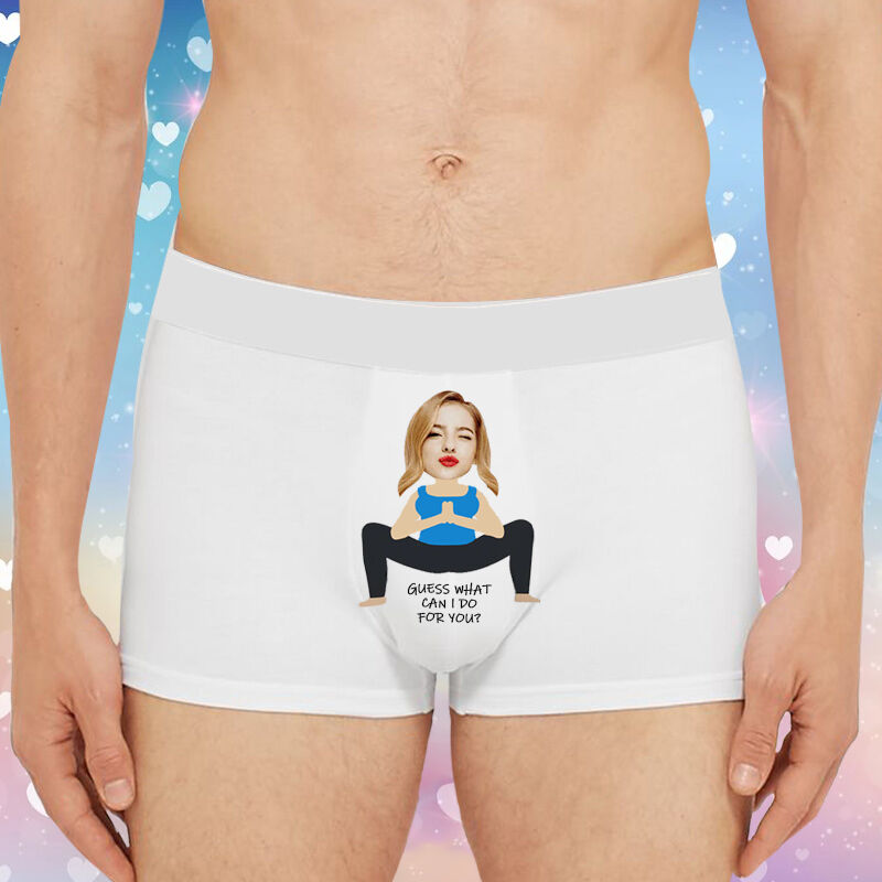 Personalisiertes Foto Herren Unterwäsche Boxershorts Lustiges Geschenk für Ihn "Rate mal was ich für dich tun kann"