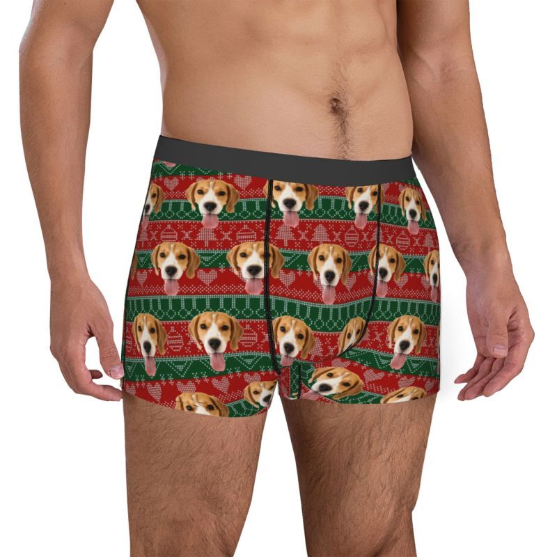 Personalisierte Foto-Männer-Unterwäsche Boxer Shorts mit Baum-Muster Einzigartiges Geschenk zu Weihnachten