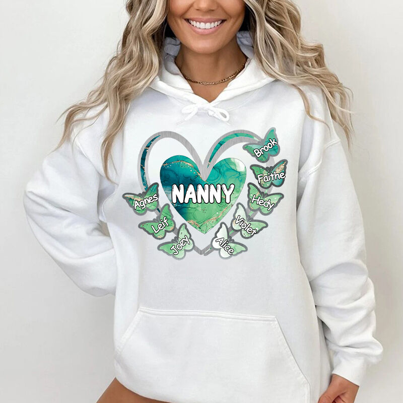Personalized Hoodie Custom Colorful Glitter Heart Butterfly Kids Design Exquisite Mother's Day Gift