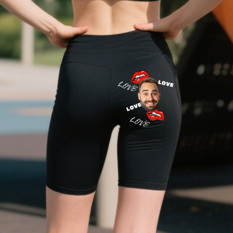 Personalisierte Biker-Leggings Sexy Lippen Liebe Individuelles Fotodesign Perfektes Valentinstagsgeschenk für sie