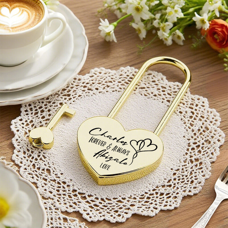 Personalized Heart Lock Love Padlock Forever and Always Love Custom Names Perfect Gift for Couples