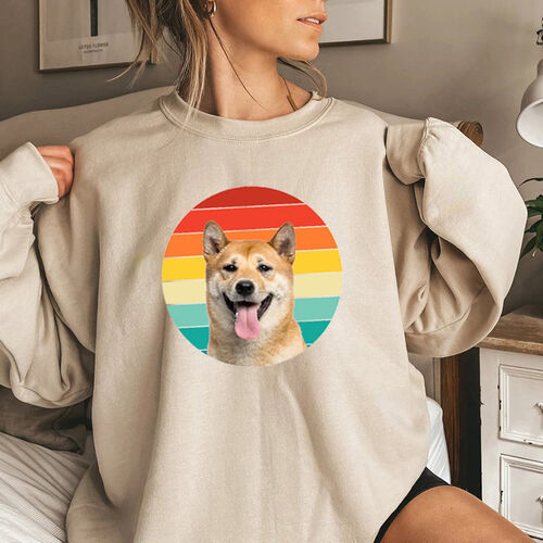 Personalisiertes Sweatshirt mit individuellem Bild im Retro-Sonnenuntergang-Stil für die beste Mutter