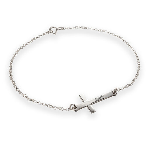 "Deep Faith" Engraved Bracelet With Cross