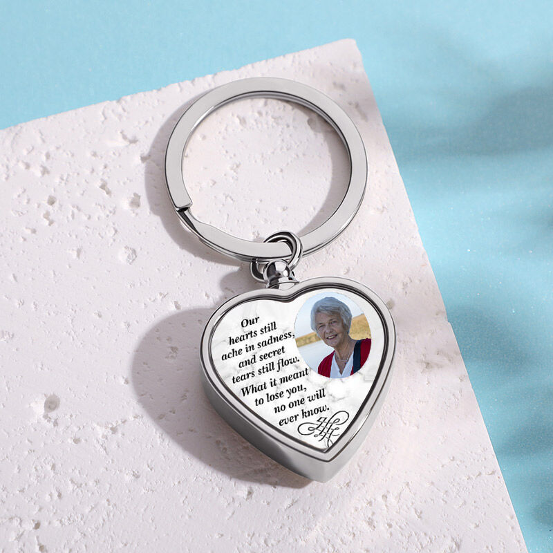Personalized Picture Memorial Urn Keychain Our Hearts Will Ache in Sadness
