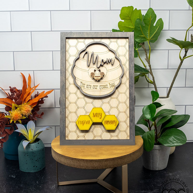 Personalized Honeycomb Name Puzzle Frame "You Are Our Queen Bee!" for Mother's Day