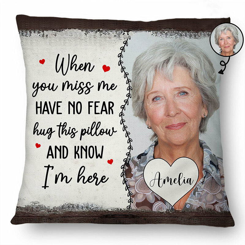 Personalized Picture Pillow with Custom Name And Red Heart Pattern Precious Gift for Family