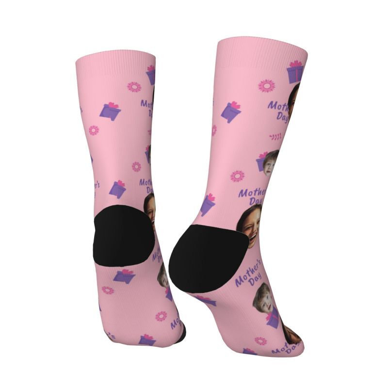 Custom Face Socks with GiftBox Pictures for Mother's Day