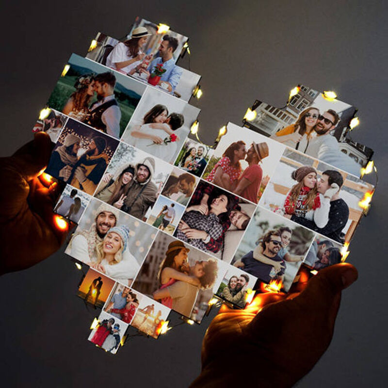 Personalized Picture Lamp Heart Shaped Creative Gift for Family