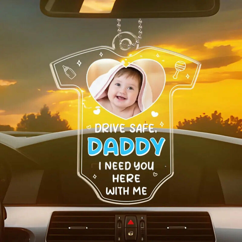 Personalisierter Auto Rückspiegel Anhänger mit individuellem Kinderfoto Vatertagsgeschenk
